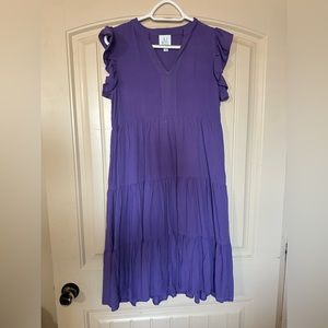 Purple V neck dress